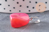 Pendentif agate rose rayée support acier argent, pendentif pierre, agate naturelle,création bijoux, pierre naturelle, 23mm, x1, G3901