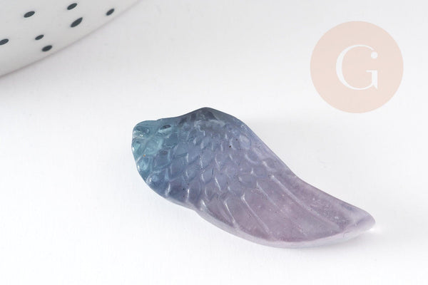 Pendentif aile fluorite, pendentif en pierre naturelle, fluorite naturel pour création bijoux 31mm, x1 (G4045)