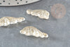 Pendentif aile verre beige or 24.5mm, pendentif verre pour création boucles et colliers x10 G5831