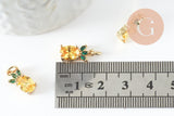 Pendentif ananas doré 18K zircon 14.5mm, x1 (G4734)