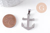 Pendentif ancre acier 304 inoxydable platine 27mm, x1 (G10377)