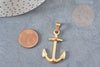 Pendentif ancre acier doré 14k, fourniture bijoux,acier doré inoxydable ,pendentif bijoux sans nickel,37.5mm, x1 (G4522)