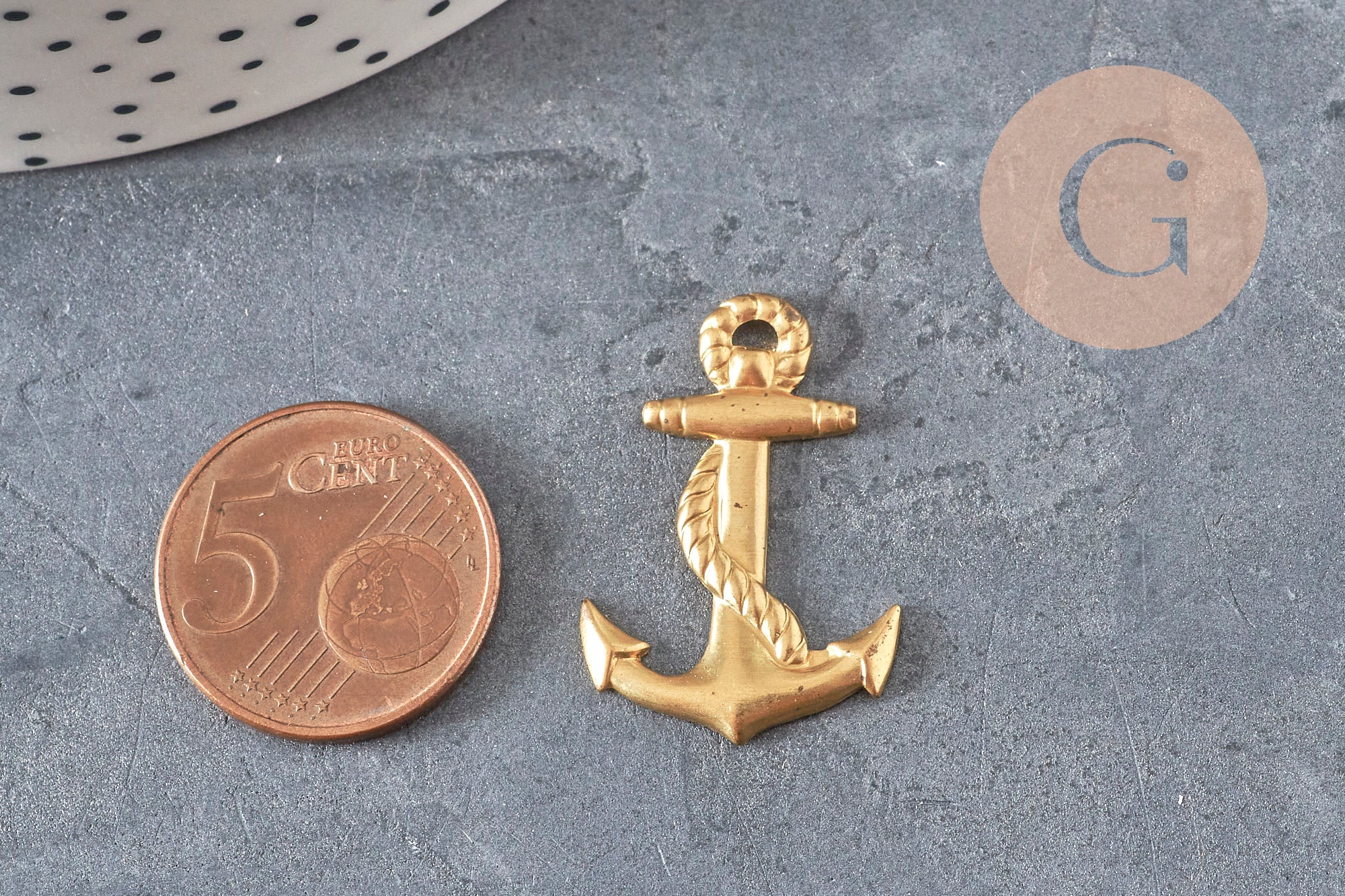 Pendentif ancre laiton brut 28mm, x1 (G10168)