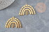 Pendentif arc-en-ciel feuille acier 201 inoxydable doré 26mm, x1 (G0060)