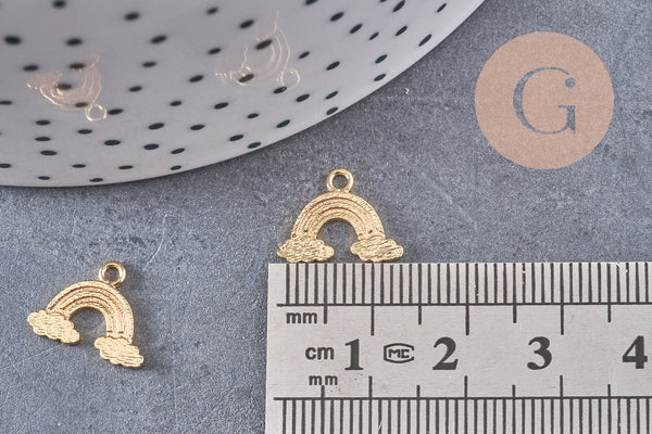 Pendentif arc-en-ciel laiton doré 18k 10.5mm,Pendentif doré pour création de bijoux, x1 (G5983)