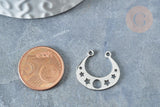 Pendentif argenté torque lune et étoiles acier inoxydable 19mm, breloque acier inoxydable platine x1 G7605