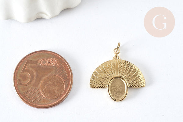 Pendentif avec support cabochonrond acier inoxydable 304 doré 20mm, x1 (G7565)