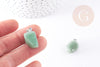 Pendentif aventurine verte naturelle roulé acier inoxydable platine 15-35mm, x1 (G4403)