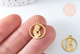 Pendentif baptême vierge Marie acier 201 inoxydable dore 17.5mm, x1 (G6344)