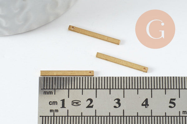 Pendentif barre carré laiton brut 20mm, x10 (G1596)