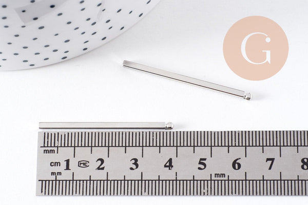 Pendentif barre rectangulaire laiton platine 40mm, x2 (G0662)