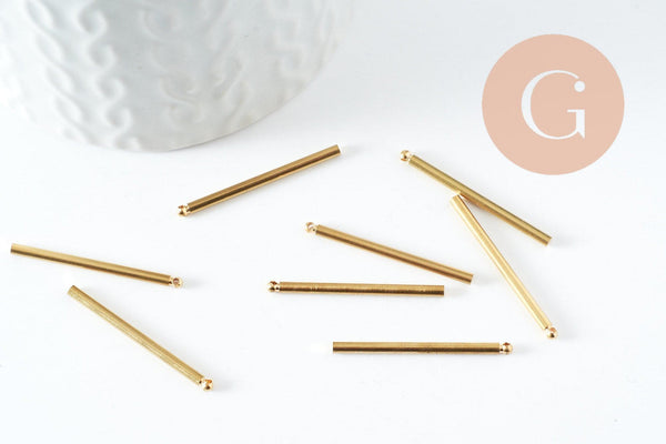 Pendentif barre ronde laiton brut 30mm, x10 (G1268)