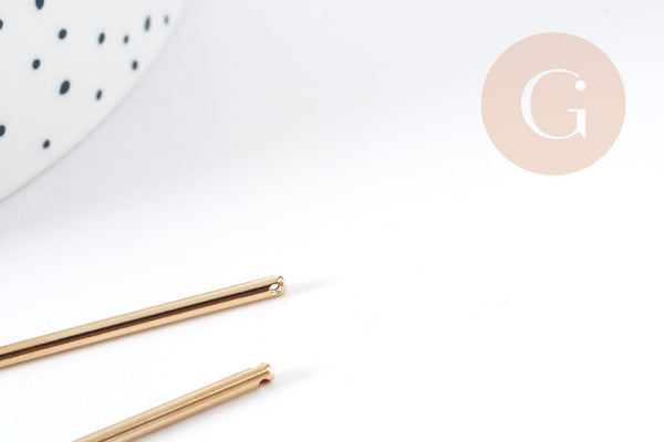 Pendentif barre ronde laiton doré 16K 55mm, x2 (G8923)