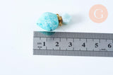 Pendentif bouteille parfum amazonite naturelle acier 304 inoxydable 27mm, x1 (G6388)