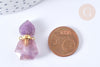 Pendentif bouteille parfum améthyste naturelle acier 304 inoxydable doré 27.5mm, x1 (G3928)