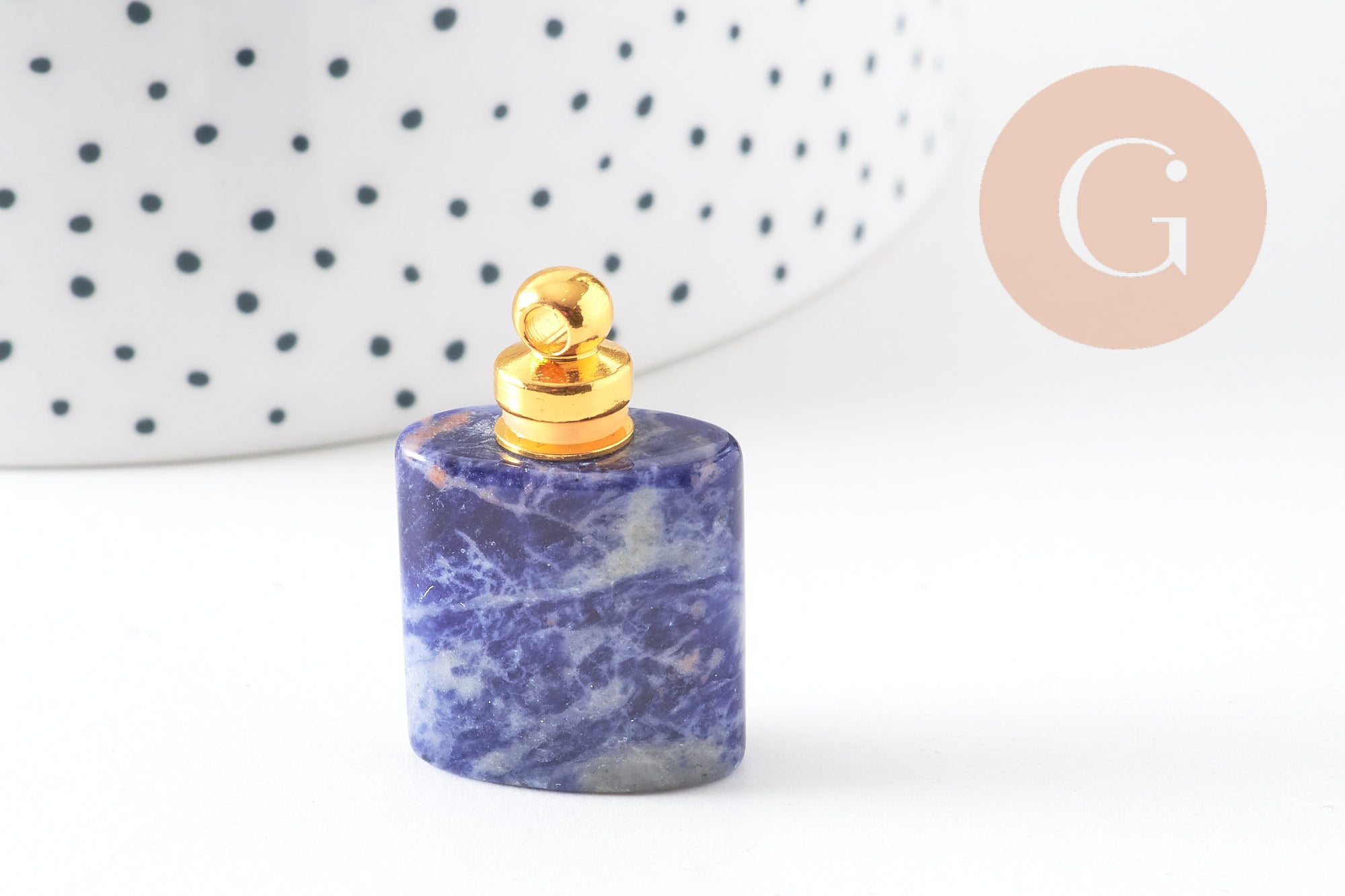 Pendentif bouteille parfum sodalite naturelle 33mm, x1 (G2879)
