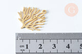 Pendentif branche de corail acier 201 inoxydable doré 18K 23.5mm, x1 (G6337)