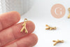 Pendentif branche de corail acier 304 IP inoxydable doré 18mm, x1 G9835