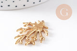 Pendentif branche de corail acier 304 inoxydable doré 18K 36mm, x1 (G10508)