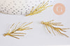 Pendentif branche feuille laiton 39mm,breloque laiton brut, bijou laiton,feuille dorée pour création bijoux x1 (G6278)
