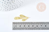 Pendentif branche feuille laiton doré brossé 35.5mm,création bijoux motif végétal, x2 (G8736)