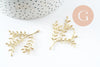 Pendentif branche feuille laiton laiton brut 48mm, x2 (G6584)