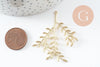 Pendentif branche feuille laiton laiton brut 48mm, x2 (G6584)