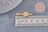 Pendentif breloque clef laiton doré et zircon 28.5mm, x1 (G4463)