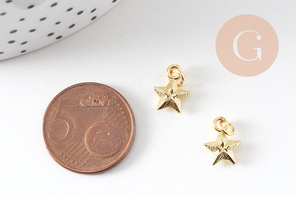 Pendentif breloque étoile zamac doré 11.5mm, x5 (G5593)