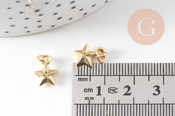 Pendentif breloque étoile zamac doré 11.5mm, x5 (G5593)
