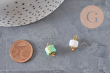 Pendentif breloque pierre naturelle zamac doré 14.5mm, x1 (G7302)