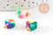 Pendentif breloque polymère coeur multicolore 13mm, perles colorées et estivales pour créer des bijoux fantaisie, x10 (G5867)