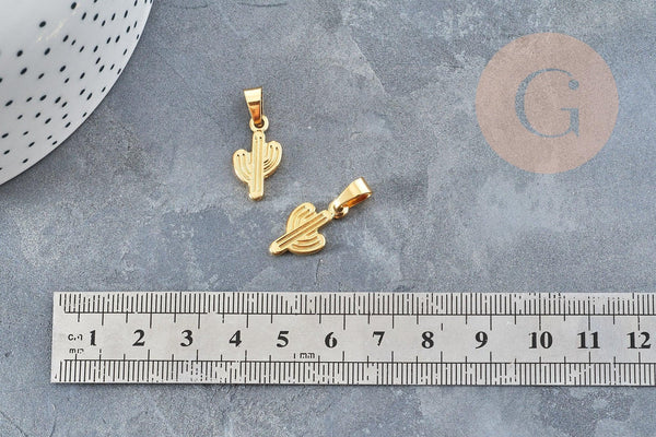 Pendentif cactus 304 acier inoxydable 19mm, un pendentif pour création DIY, x1 (G6026)