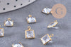 Pendentif carré Cristal laiton brut 9mm, x10 (G10221)