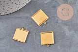 Pendentif carré cabochon laiton brut, x2 (G11038) VALIDE