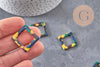Pendentif carre coloré acetate 30.5mm,connecteur plastique, x5 (G0225)