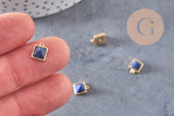 Pendentif carré lapis Lazulis, pendentif pierre,lapis naturel, pierre bleue,pierre naturelle,8mm, x2 (G0932)