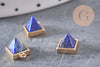 Pendentif carré lapis Lazulis, pendentif pierre,lapis naturel, pierre bleue,pierre naturelle,8mm, x2 (G0932)