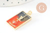 Pendentif carte tarot Pendu en laiton zircon émaillé 30mm, x1 (G6252)