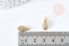 Pendentif cauri laiton doré 18K zircons blanc 12.5mm, x1 (G8522)