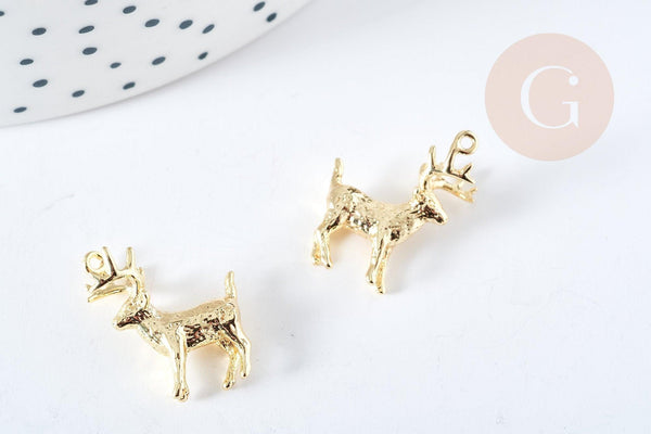 Pendentif cerf laiton doré 19mm, création de bijoux, pendentif cerf, pendentif laiton doré, laiton doré, 19mm x1 G8871