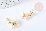 Pendentif cerf laiton doré 19mm, création de bijoux, pendentif cerf, pendentif laiton doré, laiton doré, 19mm x1 G8871