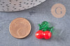 Pendentif cerise fruit rouge verre artisanal 15-19mm, x5 (G1967)