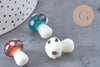 Pendentif champignon en verre tchèque 19mm, x5 (G4585)
