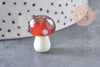Pendentif champignon en verre tchèque 19mm, x5 (G4585)
