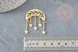 Pendentif chandelier feuillet coeurs acier doré 40mm, breloque acier inoxydable doré, pendentif sans nickel, création bijoux, x1 G6188