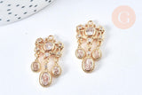 Pendentif chandelier laiton doré zircons cubiques 28mm, x1 (G6961)