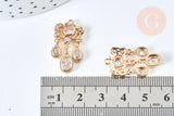 Pendentif chandelier laiton doré zircons cubiques 28mm, x1 (G6961)