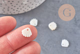 Pendentif charm coquillage nacre blanche naturelle ,pendentif coquillage nacre,coquillage blanc,création bijou, 10mm, x5 G4623