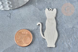Pendentif chat égyptien acier 201 inoxydable argenté 48mm, pendentif en forme de chat gravé, création bijou acier inoxydable, x1 G7618